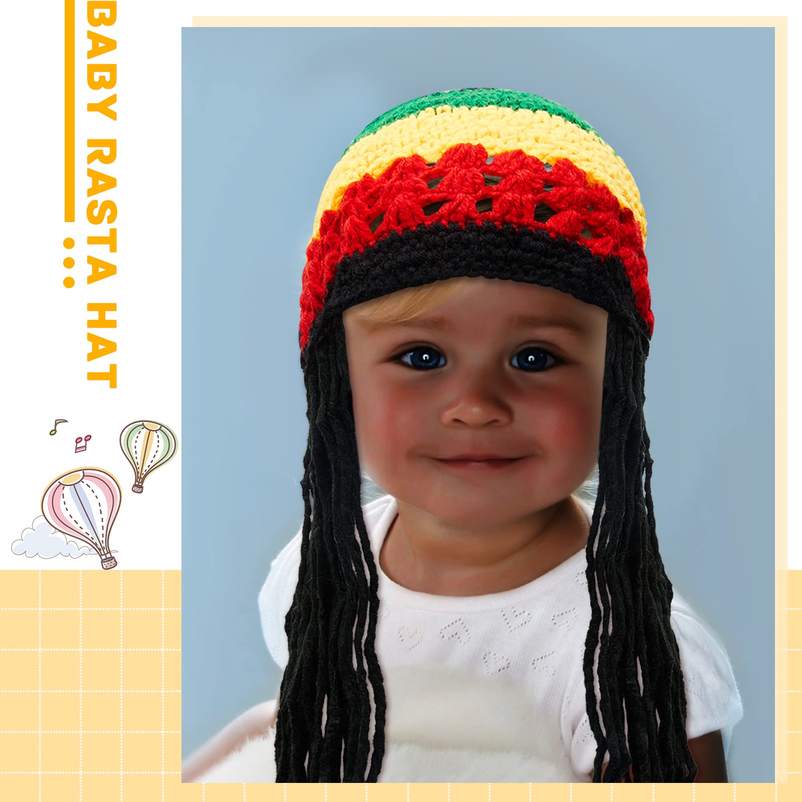 Foto 4 | Gorro De Disfraz Geyoga Rasta Con Pelo Largo Negro Para Niños - Venta Internacional.