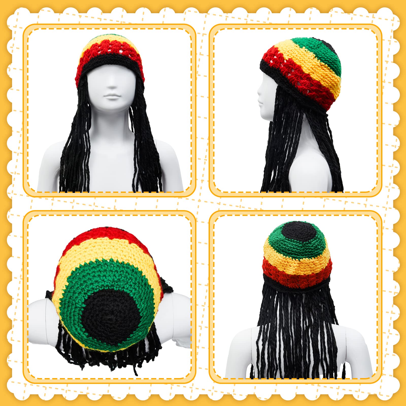 Foto 5 | Gorro De Disfraz Geyoga Rasta Con Pelo Largo Negro Para Niños - Venta Internacional.