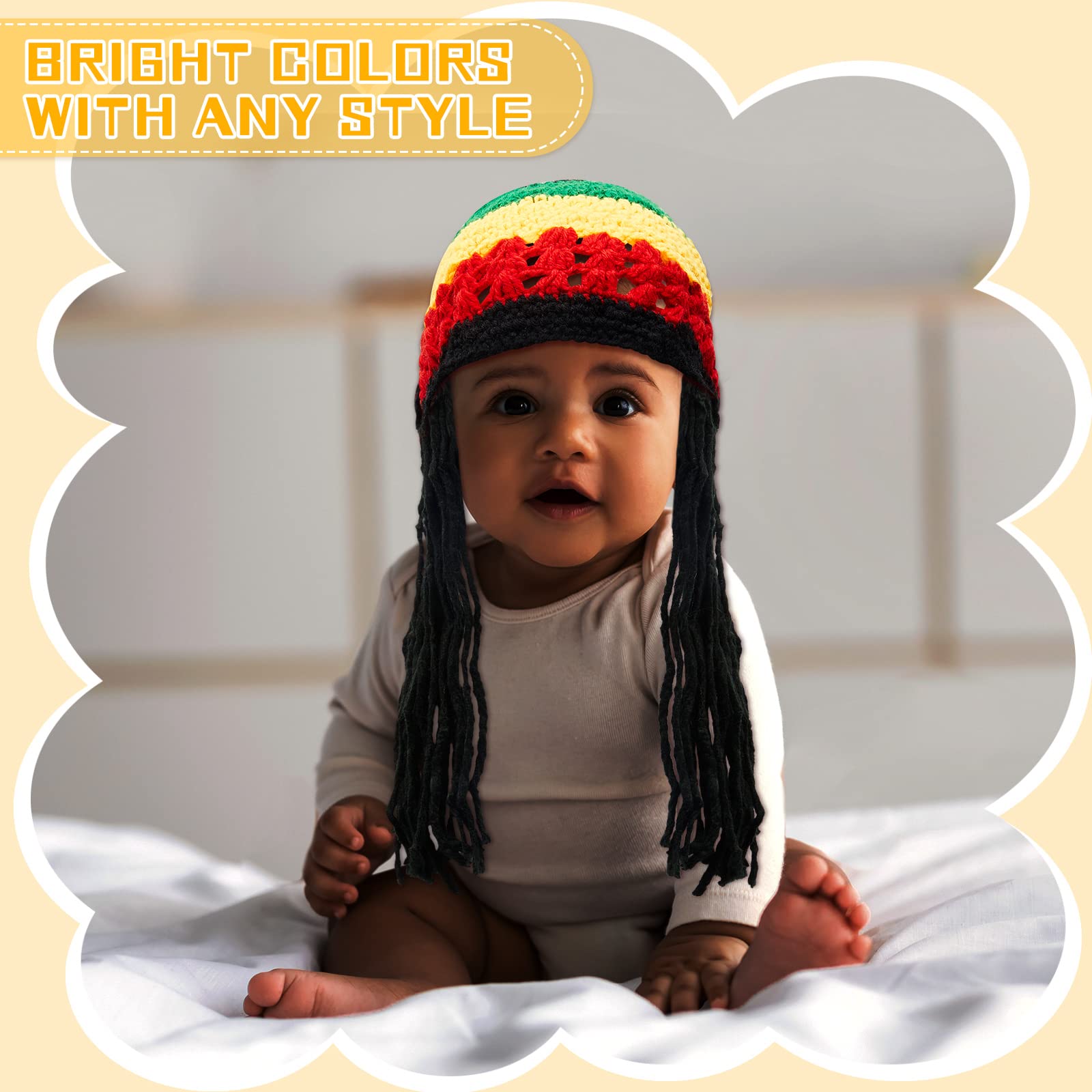 Foto 6 | Gorro De Disfraz Geyoga Rasta Con Pelo Largo Negro Para Niños - Venta Internacional.