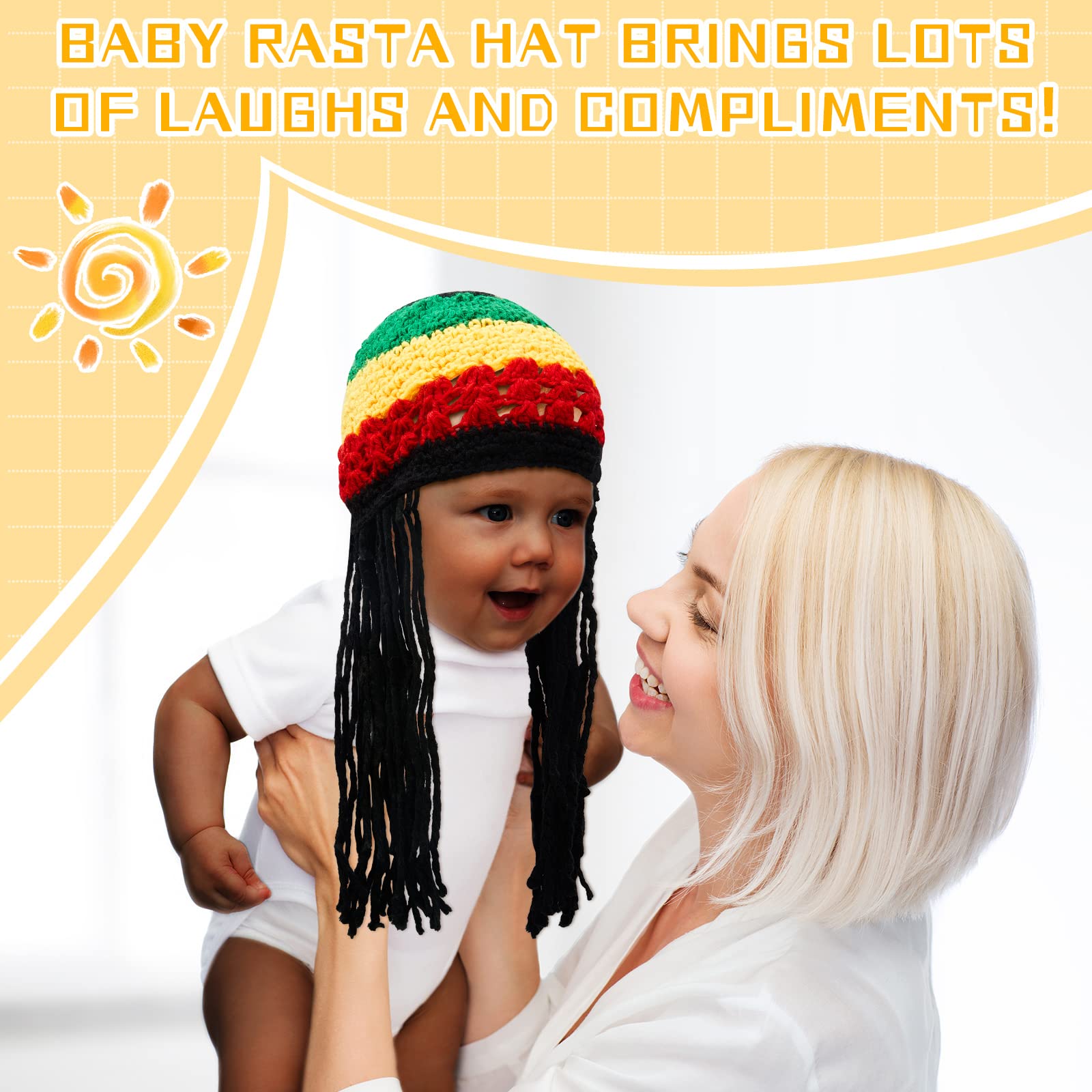 Foto 7 | Gorro De Disfraz Geyoga Rasta Con Pelo Largo Negro Para Niños - Venta Internacional.