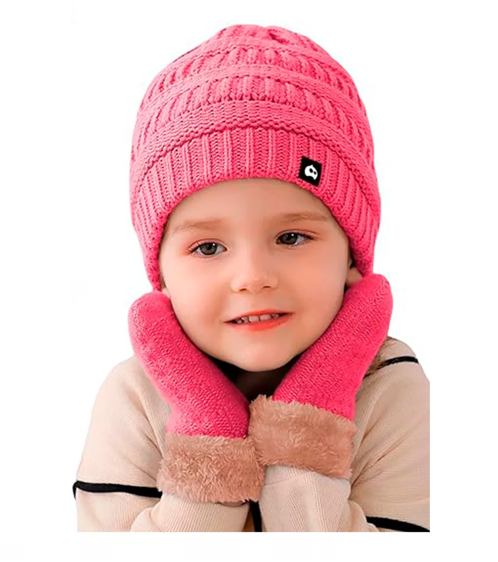 Foto 4 pulgar | Gorro con Bufanda y Guantes Bluelander Rosa para Niña