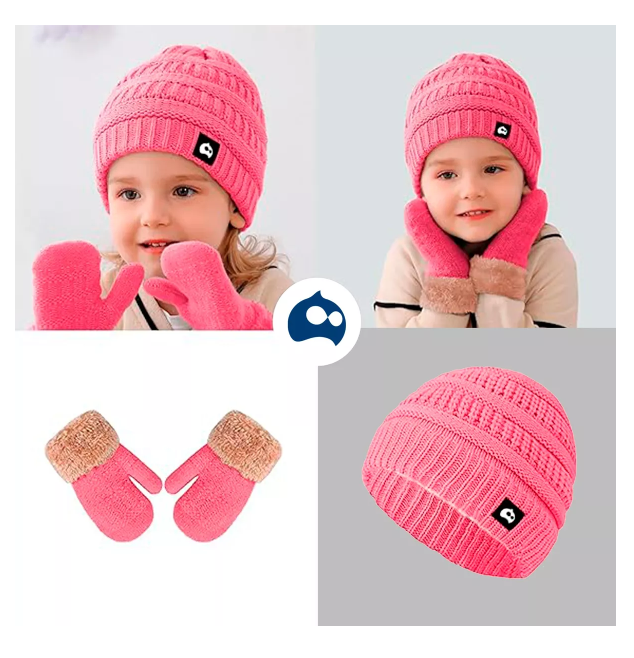 Foto 6 pulgar | Gorro con Bufanda y Guantes Bluelander Rosa para Niña