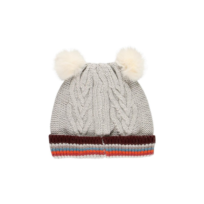 Foto 4 pulgar | Gorro Gris Doble Pompon Para Niña Boboli