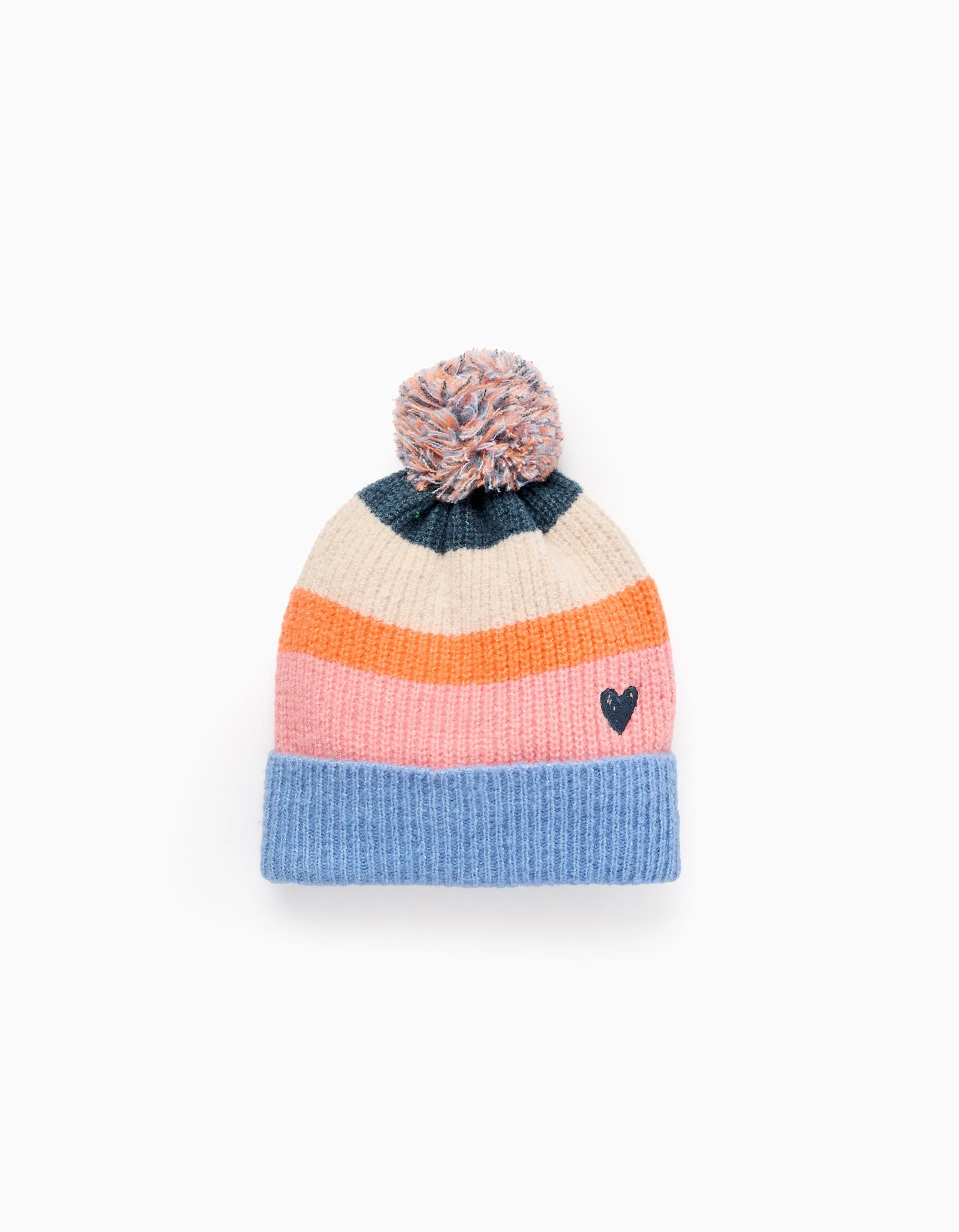 Gorro Acanalado Con Pompón Y Corazón Multicolor Zippy