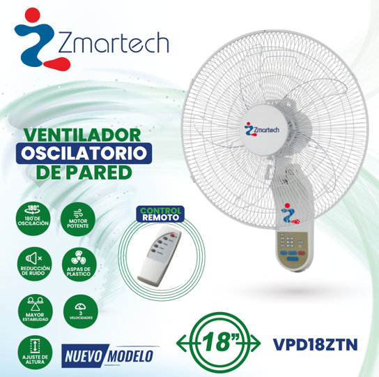 Foto 4 pulgar | Ventilador Zmartech De Pared 18'' Con Control Remoto