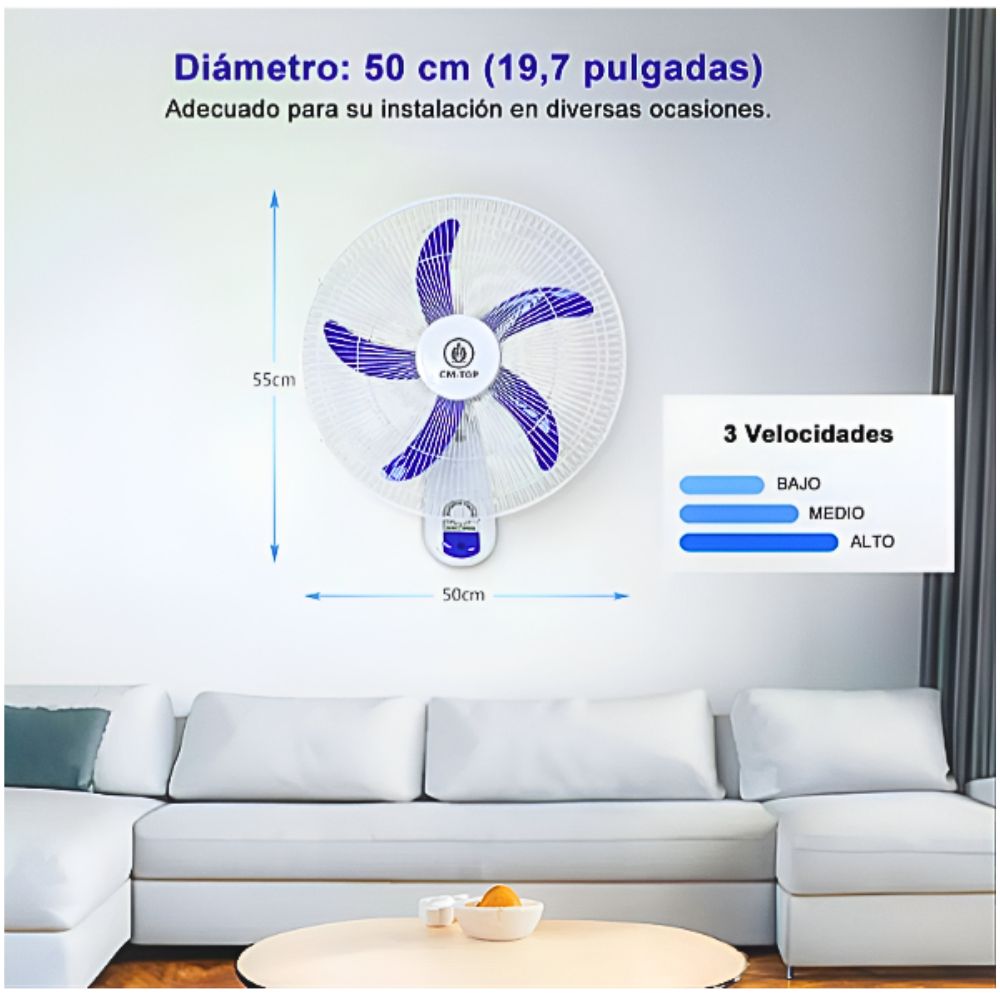 Foto 3 pulgar | Ventilador de Pared 18'' 5 Aspas Potente y Silencioso 127 v