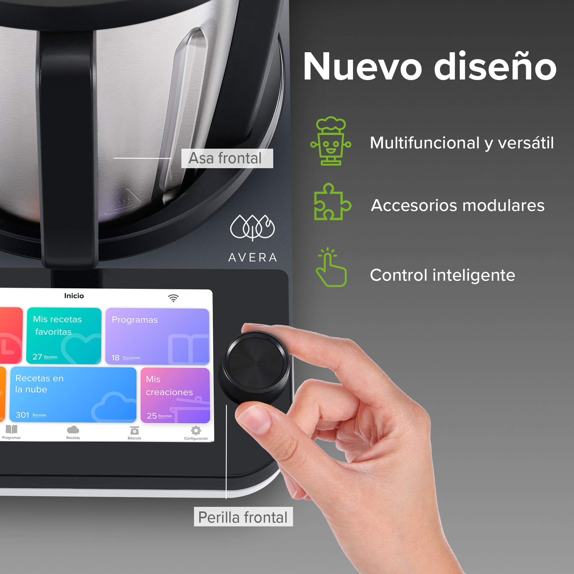 Foto 8 pulgar | Robot de Cocina Avera Chef con 1850 Recetas Incluidas Control táctil y Wifi RC01