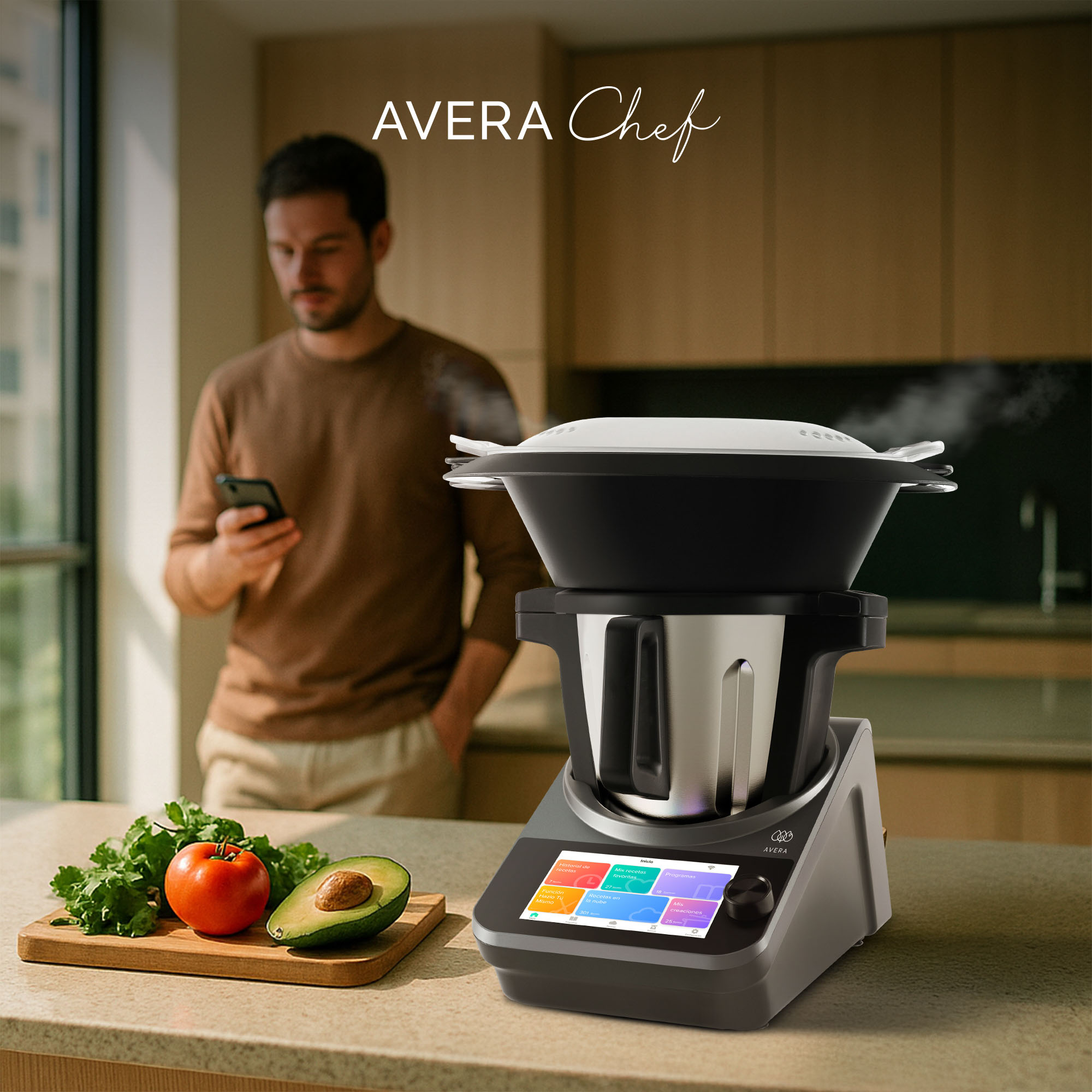 Foto 9 pulgar | Robot de Cocina Avera Chef con 1850 Recetas Incluidas Control táctil y Wifi RC01
