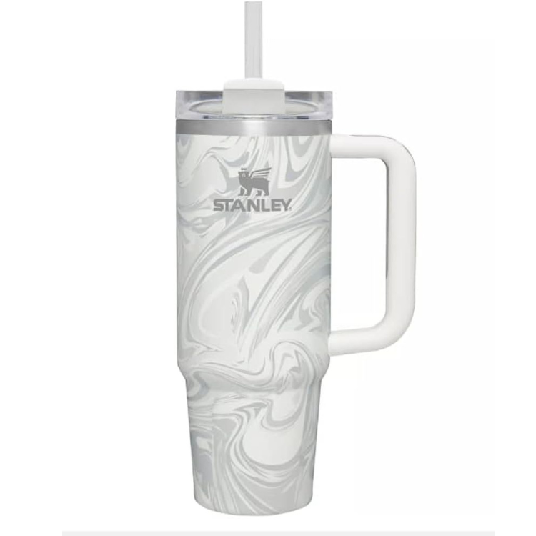 Vaso Stanley Quencher H2.0 Tumbler 40 Oz - White Swirl