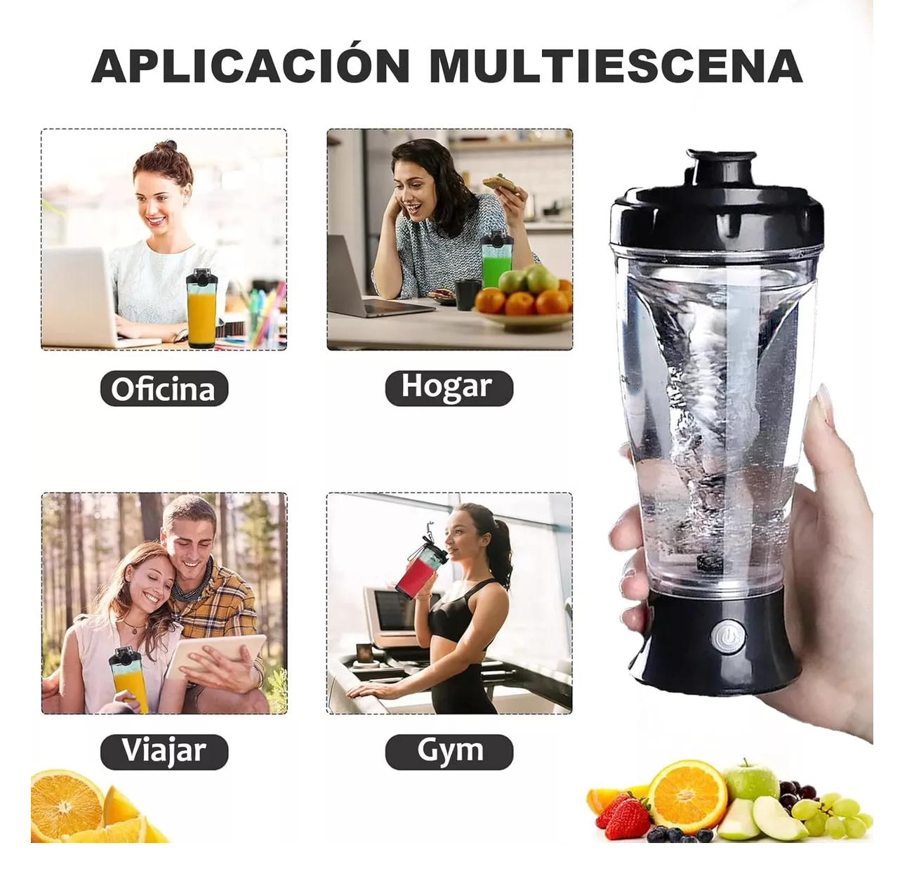 Foto 6 pulgar | Vaso Mezclador Eléctrico De Proteínas Para Gimnasio Transparente Negro