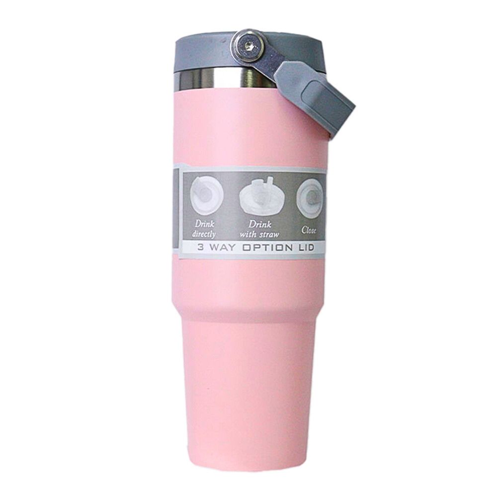Foto 1 | Termo De Acero Inoxidable En Color Verde Mate Con Tapa Antiderrames  Popote  Agarradera Rosa