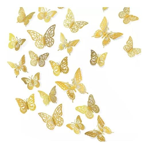 Calcomanía De Pared Con Diseño De Mariposa 3d, 48 Uds, Dorado $516