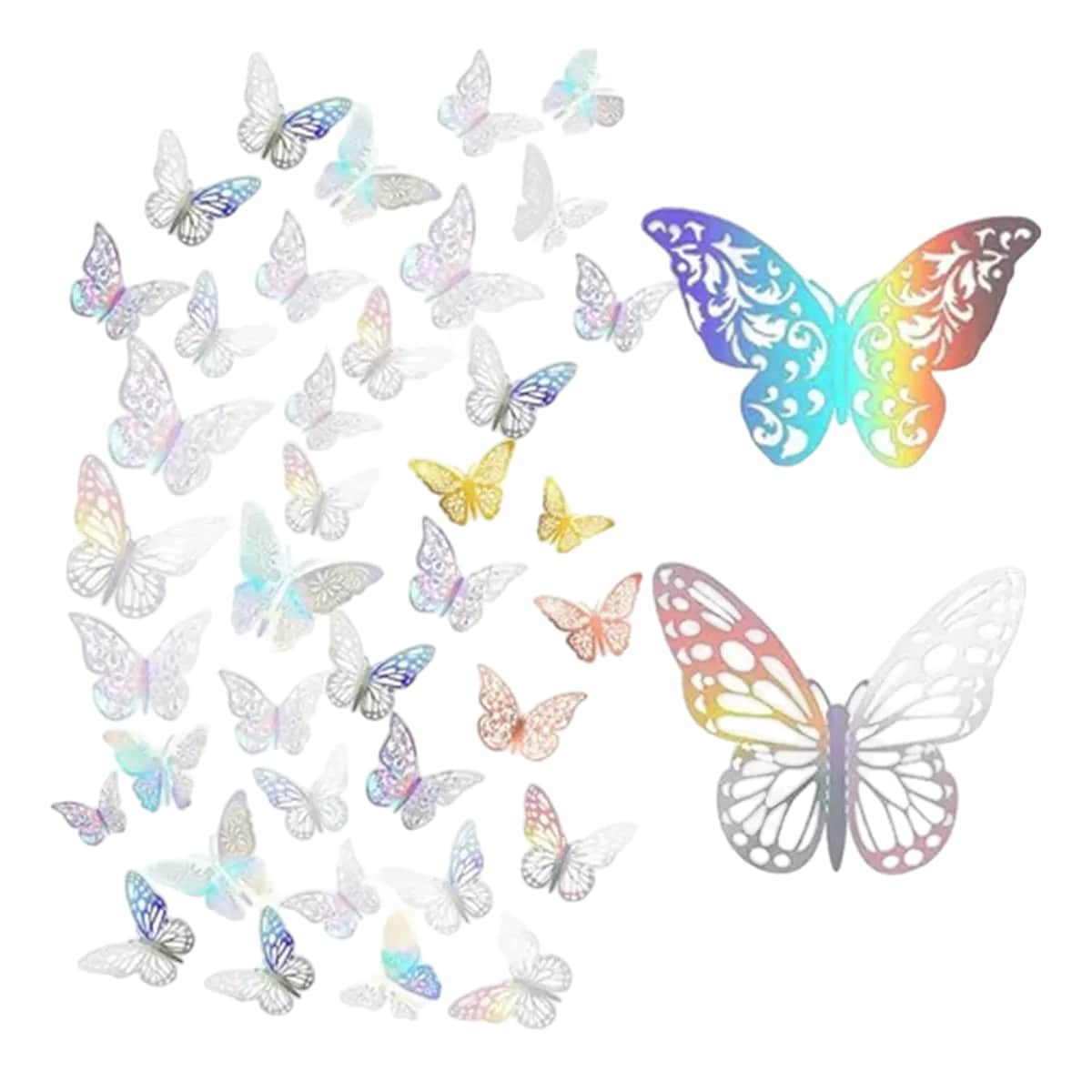 Mariposas Decorativas 3d Pared Laser de color Blanco 72 pcs $569