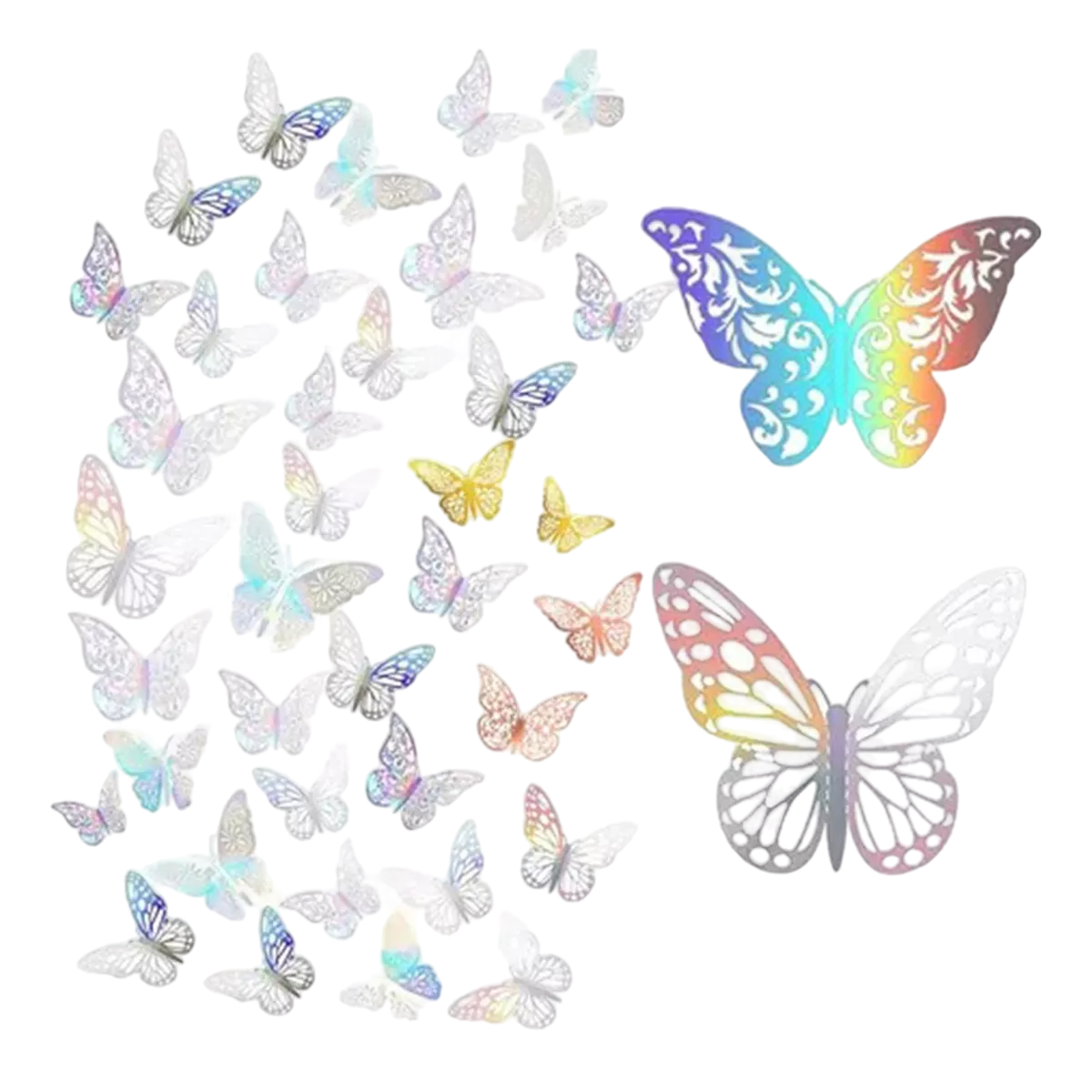 Mariposas Decorativas 3d Pared Laser de color Blanco 72 pcs