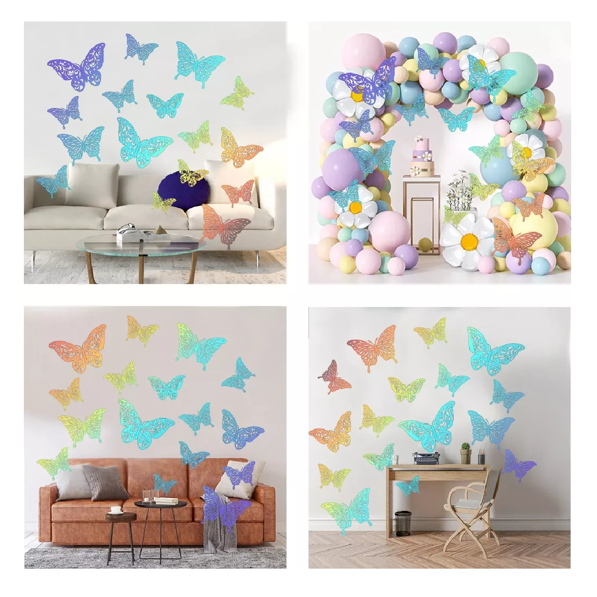 Foto 4 pulgar | Mariposas Decorativas 3d Pared Laser de color Blanco 72 pcs