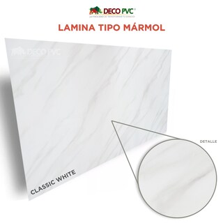 Foto 4 | Pack 2 Lamina Tipo Marmol Pvc 1.22x2.44 Metros Abarca 5.95m2 (clasic White)