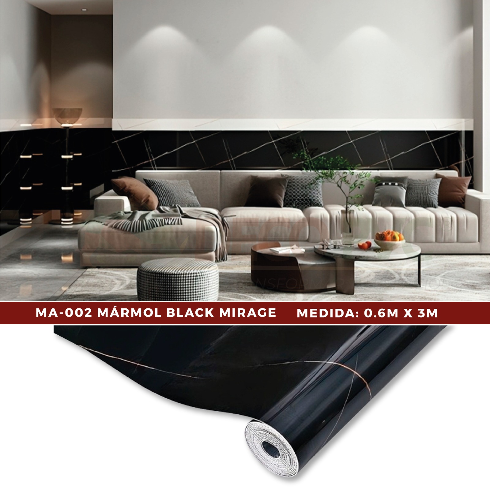 Foto 3 pulgar | Mármol de PVC Autoadherible DecoArt en Rollo 5.4m2 - Mármol Black Mirage