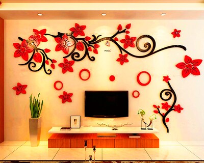 Foto 3 | Vinilo Decorativo Con Diseño De Mural De Flores 190 X 110 Cm