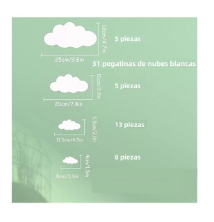 Foto 2 | Pegatinas De Pared Big Cloud Desmontables De Vinilo 31 Nubes Blanco