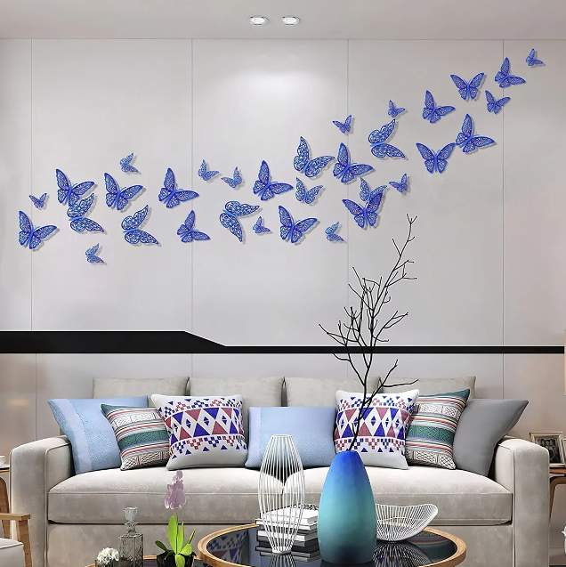 Foto 3 | 72pzs Xtellar Mariposas Decorativas, 3d Pared Colore Metalicos  Color Azul