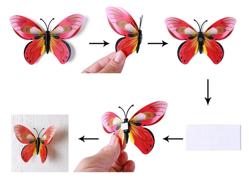 Foto 4 pulgar | Juego De 200 Mariposas 3d Xtellar, Adhesivos Decorativos De Pared Aspiracionales