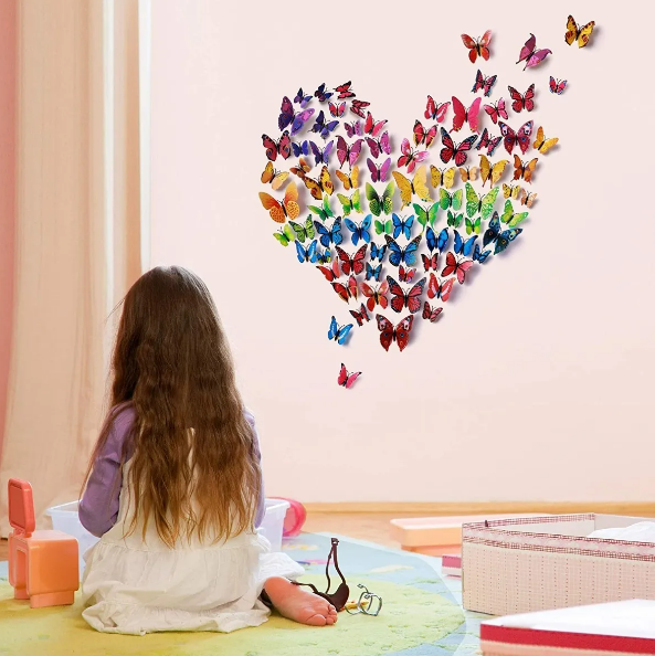 Foto 5 pulgar | Juego De 200 Mariposas 3d Xtellar, Adhesivos Decorativos De Pared Aspiracionales