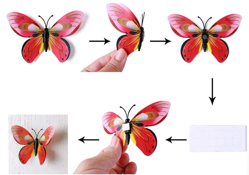 Foto 4 pulgar | Xtellar Set De 200 Mariposas Decorativas 3d En Pvc - Transforma Tu Espacio Con Estilo