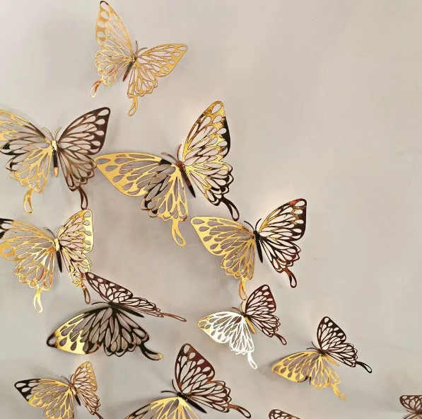 Foto 3 pulgar | Xtellar Mariposas Decorativas 3d Metálicas, Pack De 144, Perfectas Para Embellecer Tu Hogar