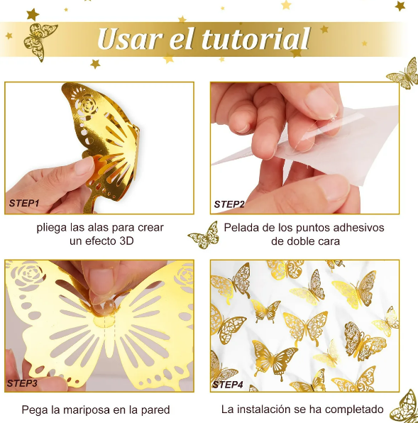 Foto 4 pulgar | Xtellar Mariposas Decorativas 3d Metálicas, Pack De 144, Perfectas Para Embellecer Tu Hogar