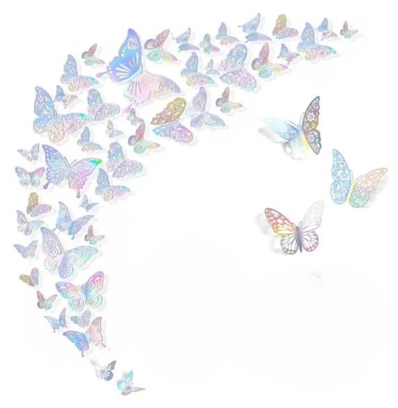 Foto 2 pulgar | Xtellar Mariposas 3d Metálicas Decorativas Adhesivas Para Pared - 144 Piezas Mágicamente Versátiles