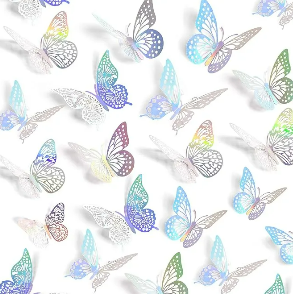 Foto 2 | Xtellar Mariposas 3d Metálicas Decorativas Adhesivas Para Pared - 144 Piezas Mágicamente Versátiles