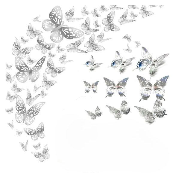 Foto 2 pulgar | Xtellar Mariposas Decorativas 3d Metálicas, Pack De 144, Perfectas Para Embellecer Tu Hogar
