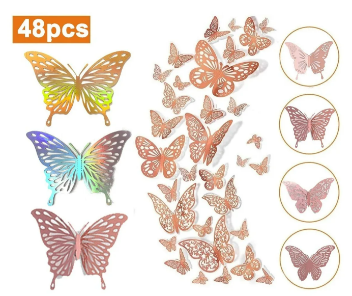Foto 3 pulgar | Xtellar Pack De 48 Decoraciones De Pared 3d En Forma De Mariposa De Variedad Estilizada