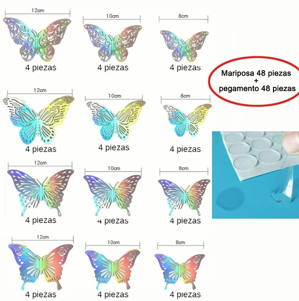 Foto 4 pulgar | Xtellar Pack De 48 Decoraciones De Pared 3d En Forma De Mariposa De Variedad Estilizada