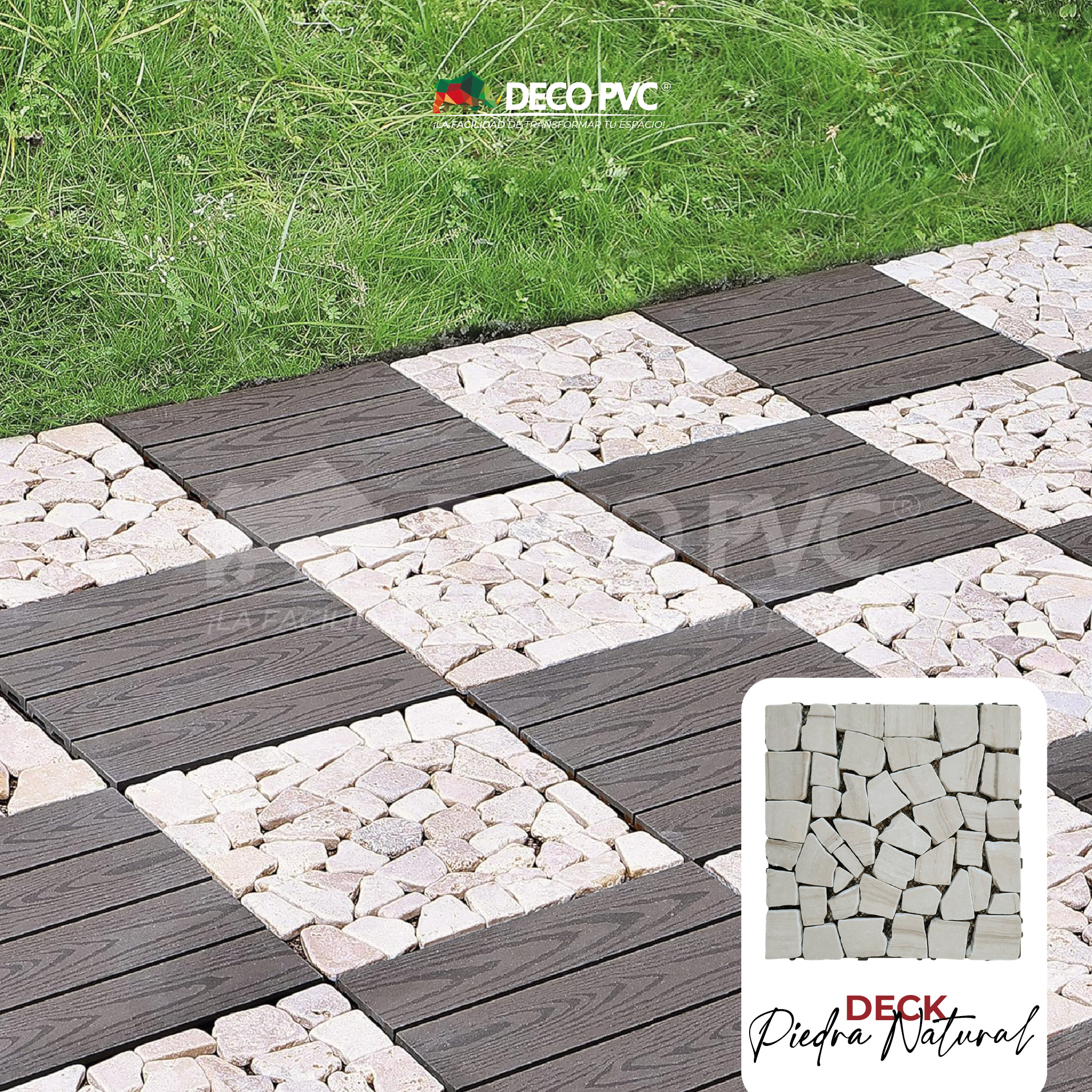 Foto 4 pulgar | Piso Deck Pidra Wpc Modular Jardín 30x30cm Fácil Instalación 6pzs
