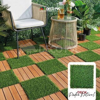 Foto 3 | Piso Deck Pasto Sintético Wpc Modular Jardín 30x30cm Fácil Instalación 6pzs