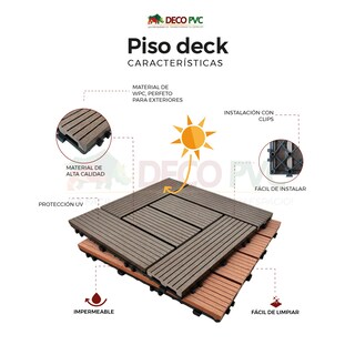 Foto 5 | Piso Deck Pasto Sintético Wpc Modular Jardín 30x30cm Fácil Instalación 6pzs