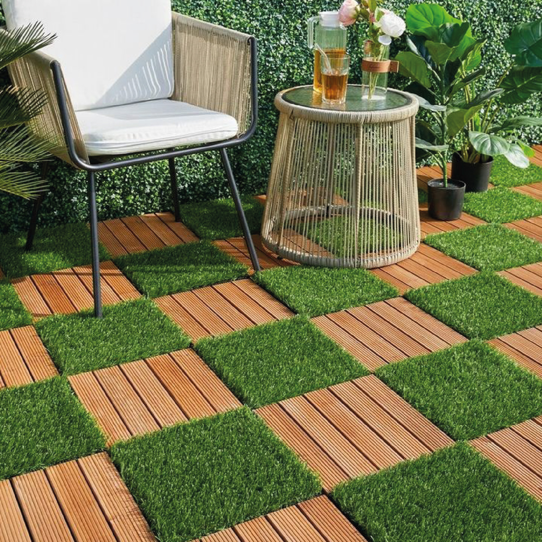 Foto 9 pulgar | Piso Deck Pasto Sintético Wpc Modular Jardín 30x30cm Fácil Instalación 6pzs