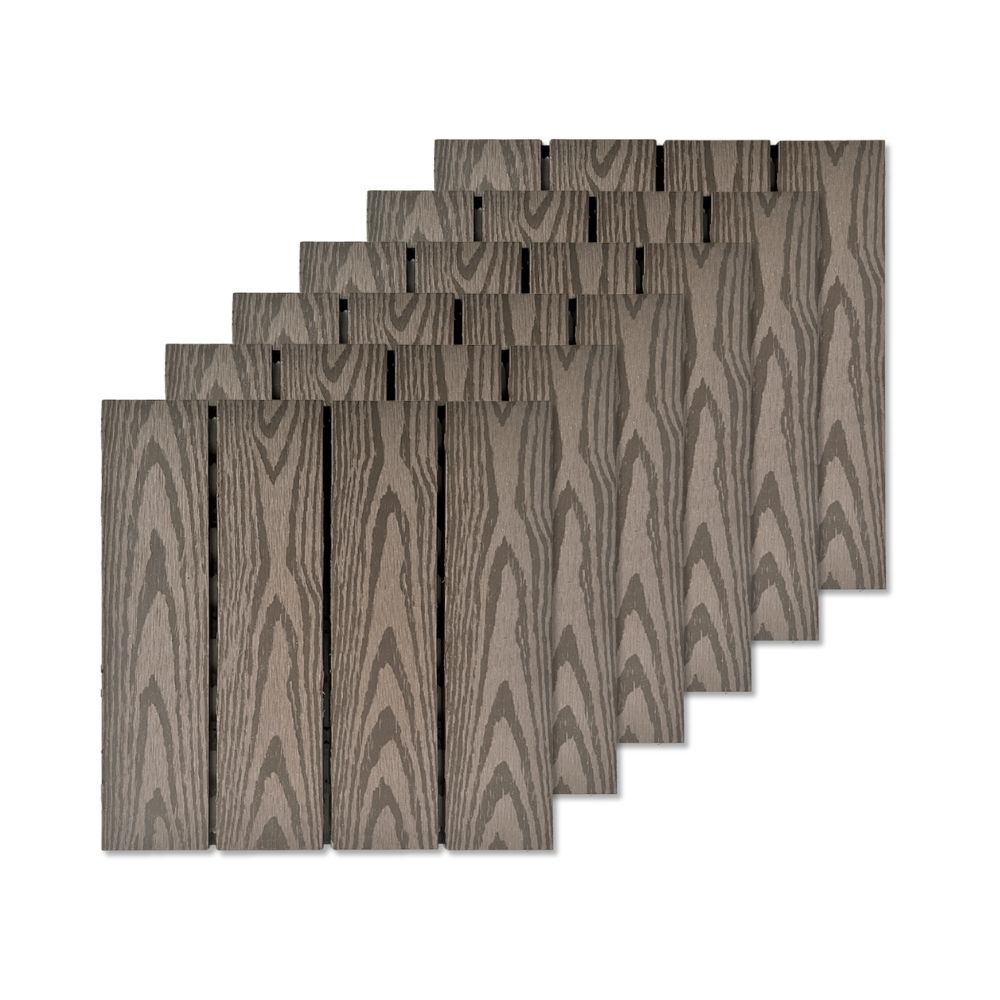 Foto 2 pulgar | Piso Deck Madera Marrón Wpc Modular Jardín 30x30cm Fácil Instalación 6pzs