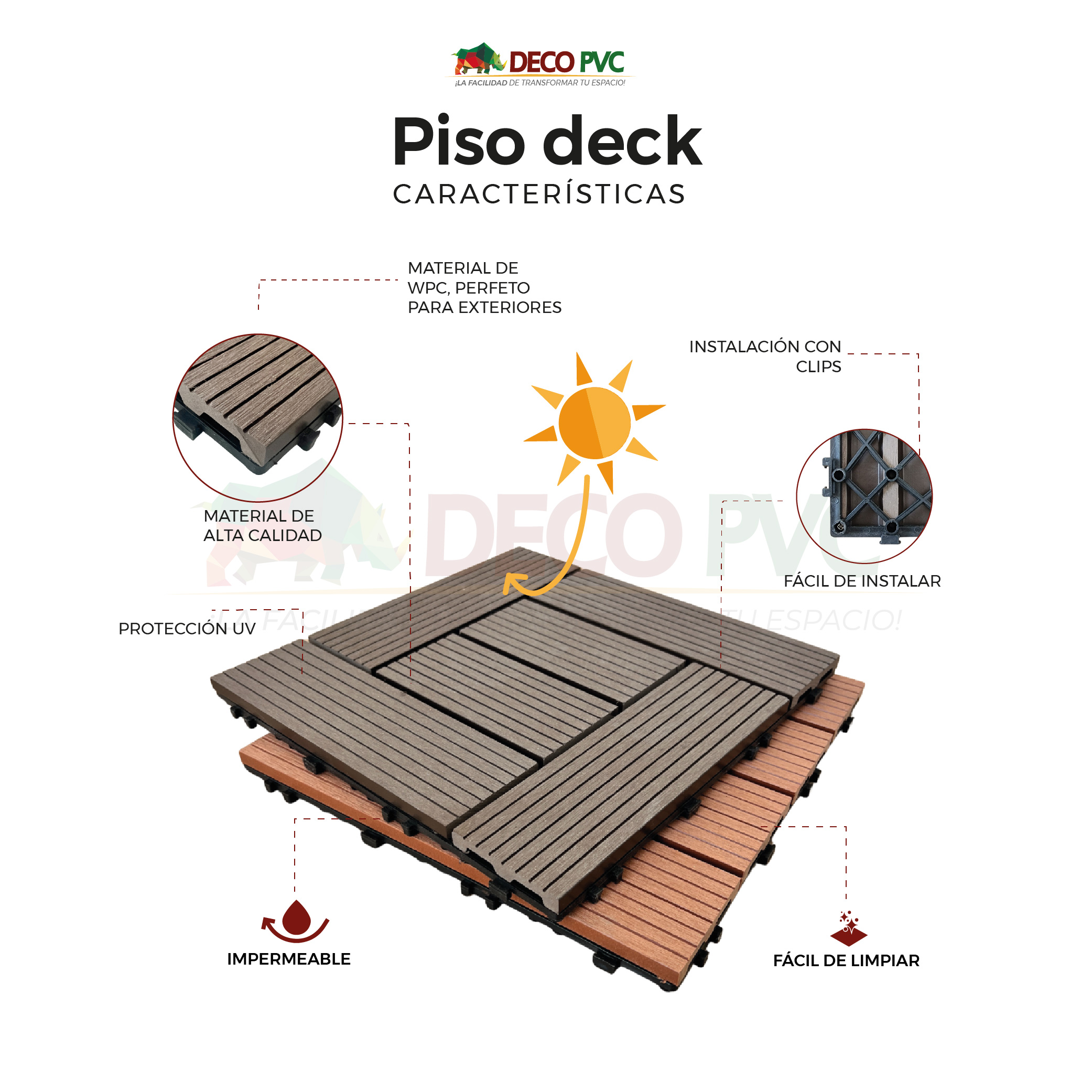 Foto 6 pulgar | Piso Deck Ladrillo Wpc Modular Jardín 30x30cm Fácil Instalación 6pzs