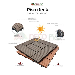 Foto 5 | Piso Deck Ladrillo Wpc Modular Jardín 30x30cm Fácil Instalación 6pzs