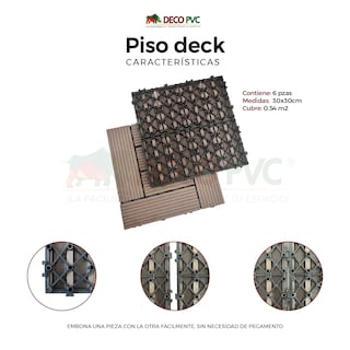 Foto 6 | Piso Deck Ladrillo Wpc Modular Jardín 30x30cm Fácil Instalación 6pzs