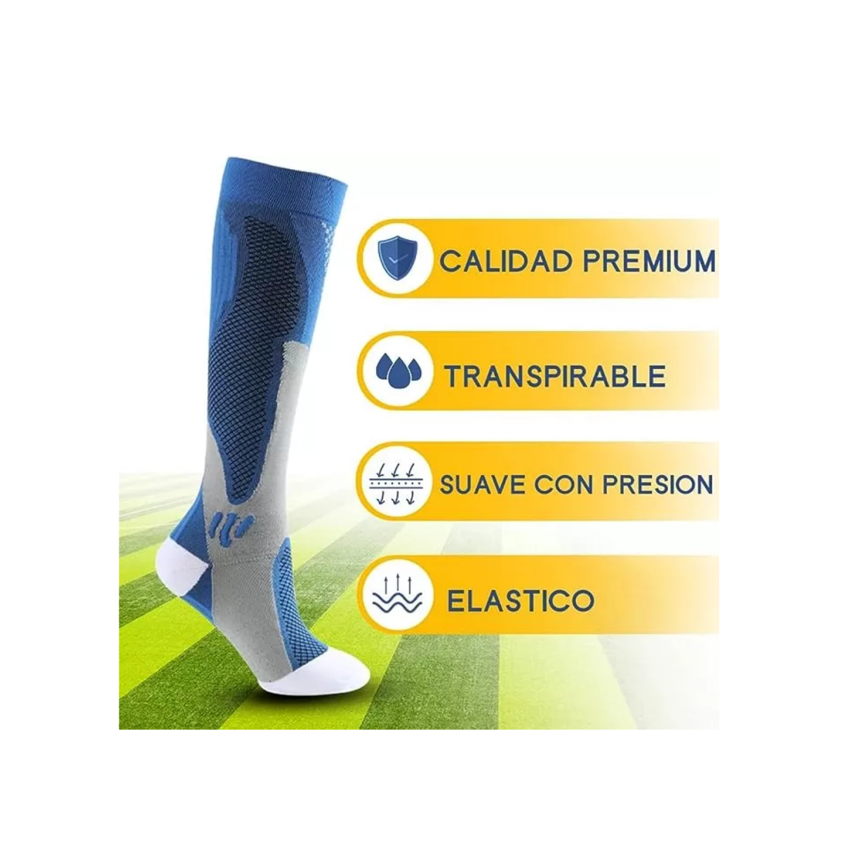 Foto 3 pulgar | 3par Calcetas Compresión Deportiva Talla Ch/m Eo Safe Imports Esi-16950 Azul