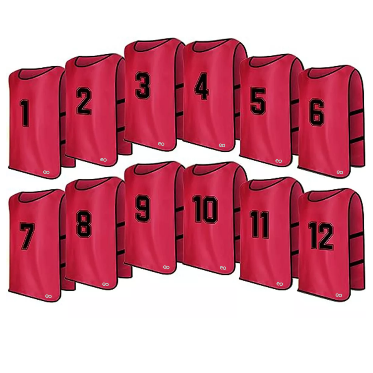 Set 12 Casacas Chaleco Entrenamiento Deportivo Futbol Adulto Unitalla Eo Safe Imports Esi-13997-1 Rojo
