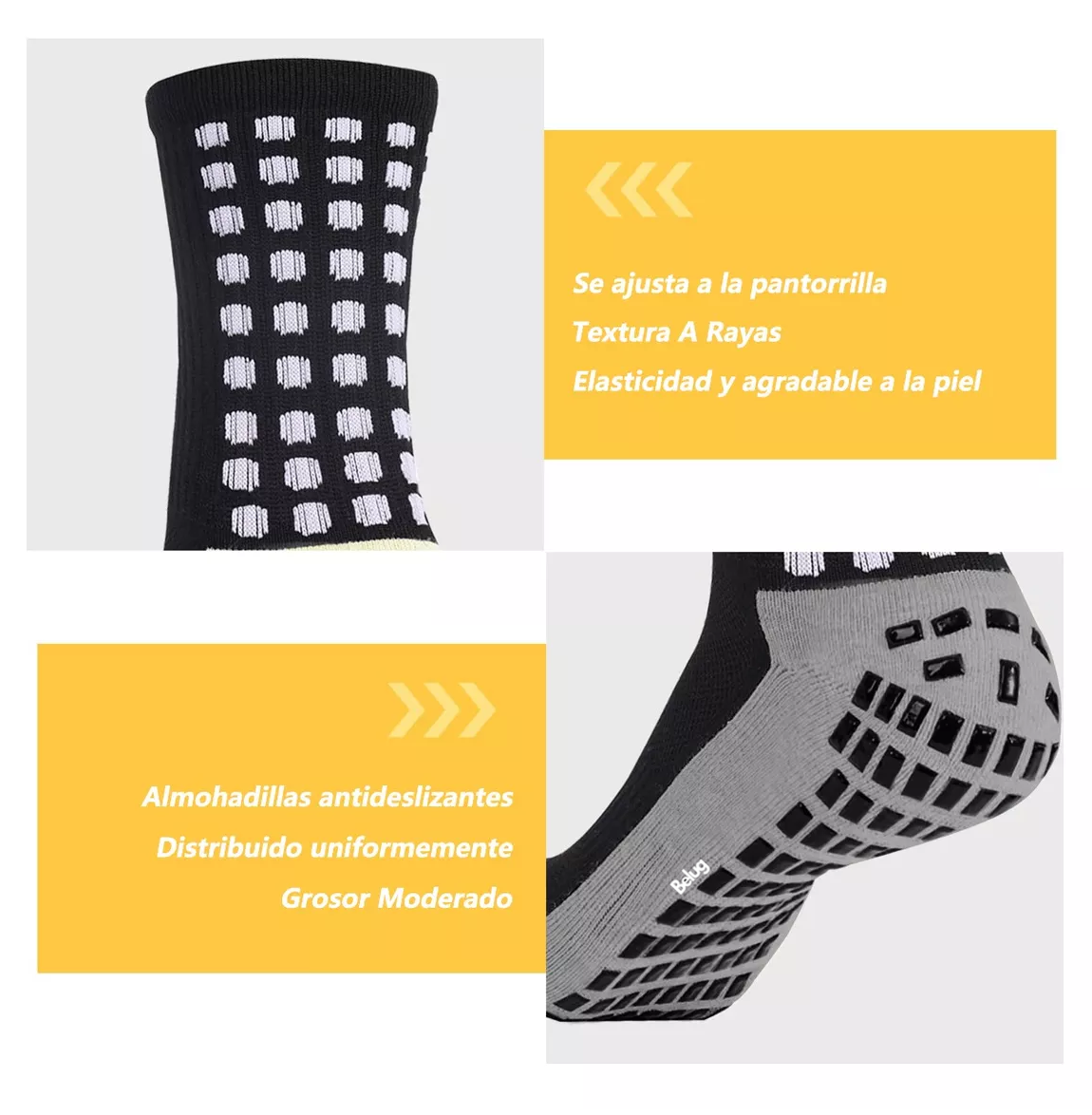 Foto 5 | Calcetin Media Deportivos Fútbol Antideslizantes Belug 8 Pares (variado Colores)