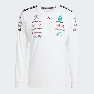 Foto 2 | Playera Oficial Blanca Manga Larga De Piloto Mercedes - Amg Petronas F1 Team Adidas Blanco Hombre