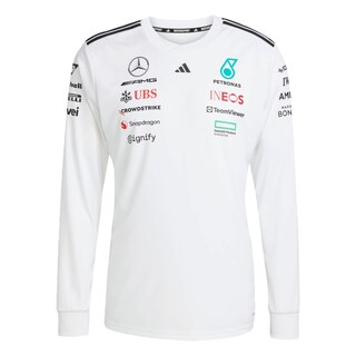 Foto 1 | Playera Oficial Blanca Manga Larga De Piloto Mercedes - Amg Petronas F1 Team Adidas Blanco Hombre