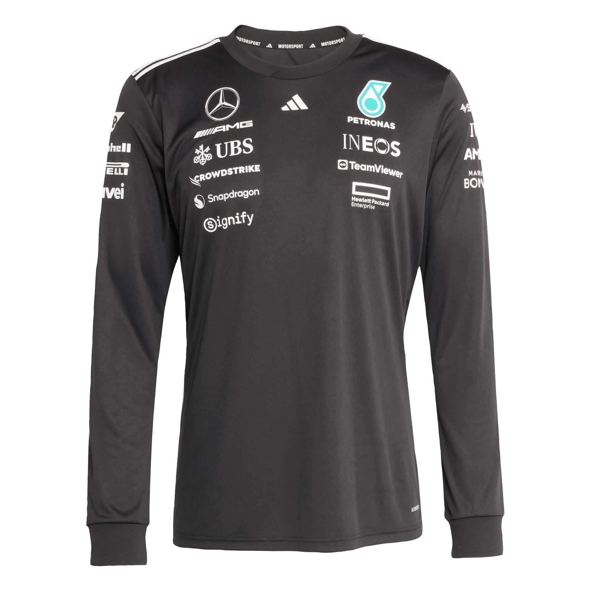 Foto 2 pulgar | Jersey Manga Larga De Piloto Mercedes - Amg Petronas Formula One Team Adidas Negro Hombre