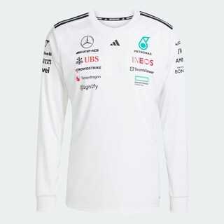 Foto 3 | Playera Oficial Blanca Manga Larga De Piloto Mercedes - Amg Petronas F1 Team Adidas Blanco Hombre