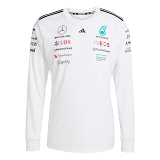 Foto 1 | Playera Oficial Blanca Manga Larga De Piloto Mercedes - Amg Petronas F1 Team Adidas Blanco Hombre